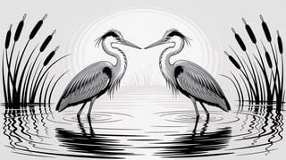 Minimalist Heron Line Art