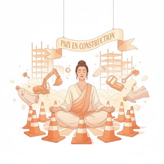 Person Meditating at Construction Site