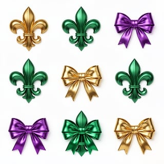 3x3 Metallic Fleur-de-Lis and Bows Grid