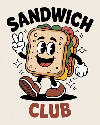 Retro Cartoon Sandwich T-Shirt Design