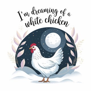 Serene White Hen Under Moonlight