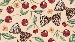 Cherries and Animal Print Pattern