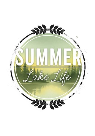 Vintage Summer Lake Life Watercolor Design