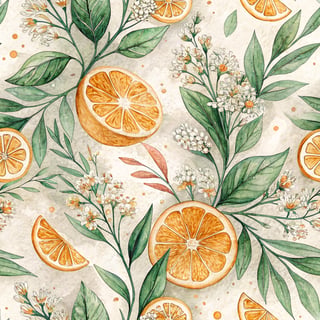 Watercolor Orange Slice Pattern