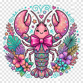 Kawaii Pink Lobster Illustration