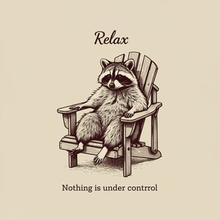 Relaxing Raccoon in Adirondack Chair