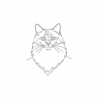 Minimalist Cat Line Art Portrait