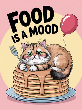 Quirky Cat and Food Meme Design