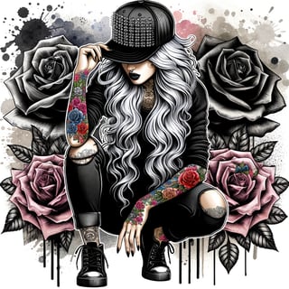 Edgy American Woman with Silver Hair