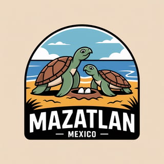 Sea Turtles Nesting Cartoon Badge