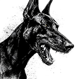 Aggressive Doberman Digital Illustration