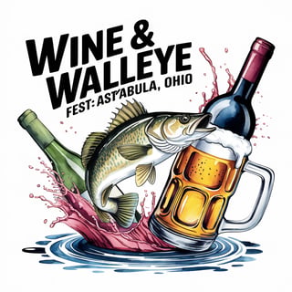 Wine & Walleye Festival Watercolor Art