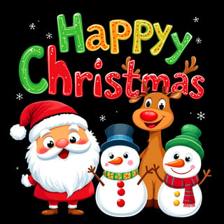 Vibrant Cartoon Christmas Characters