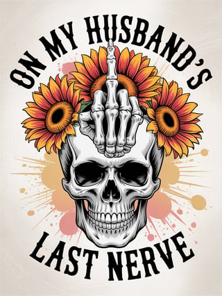 Realistic Skull with Sunflowers Illustration