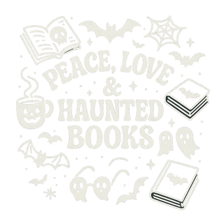 Retro Groovy Peace Love Haunted Books Tee