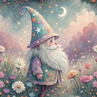 Charming Gnome with Celestial Wizard Hat