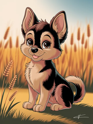 Cute Animated German Shepherd Puppy