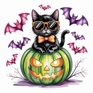 Cute Black Cat with Sunglasses Art