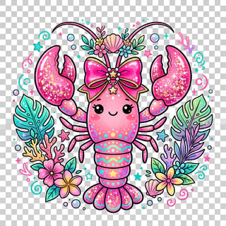 Kawaii Pink Lobster Illustration