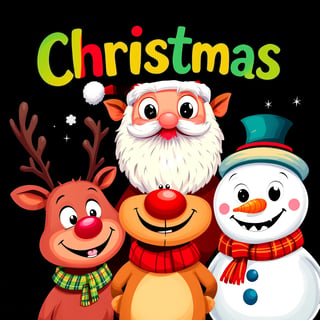 Vibrant Cartoon Christmas Characters
