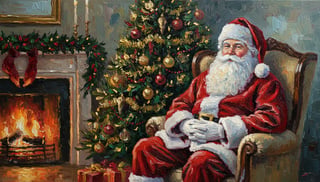 Impasto Oil Painting of Santa Claus