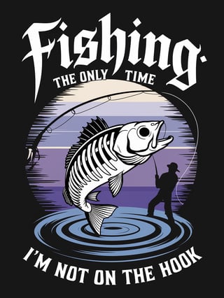 Edgy Skeletal Fish Fishing Design
