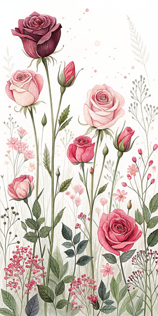 Vivid Small Roses Illustration