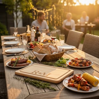 Golden-Hour Outdoor BBQ Setup