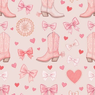 Vintage Rose-Pink Cowgirl Boots Pattern