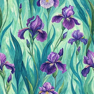 Neon Violet and Emerald Iris Meadow