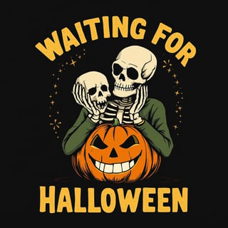 Vintage Waiting For Halloween Skeleton