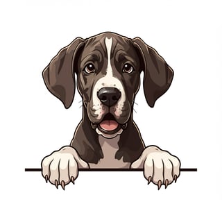 Excited Great Dane Peeking Over Ledge