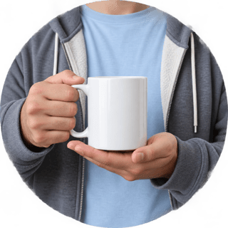 Man Holding Mug Mockup