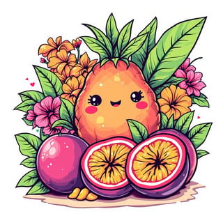 Kawaii Passion Fruit Vacation T-Shirt Design