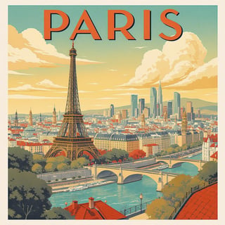 Vintage Paris Travel Poster
