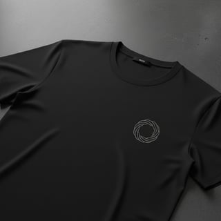 Camiseta negra con logo blanco elegante