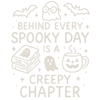 Spooky Book Mom Line-Art T-Shirt