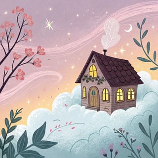Dreamlike Cottage on a Cloud