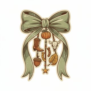 Sage Satin Coquette Bow Sticker