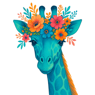 Boho Floral Giraffe Illustration