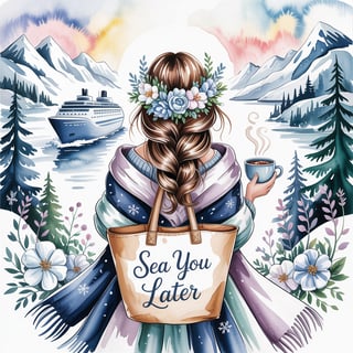 Watercolor Woman with Alpine Crown