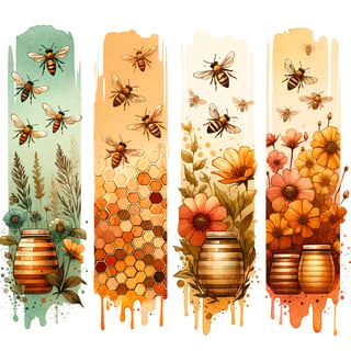Watercolor Collage Celebrating Bees