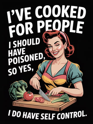 Retro Winking Woman Cooking Humor