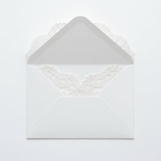 White Lace Envelope on White Background