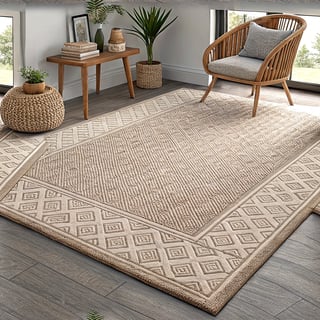 Minimalist Linen-Texture Rug in Warm Tones