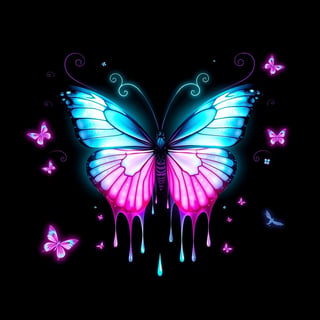 Ultra-Clean Teal and Pink Butterfly Art