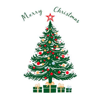 Minimalist Green Christmas Tree Illustration