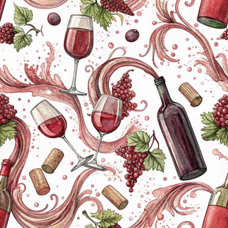 Wine Bottles and Glasses Pattern