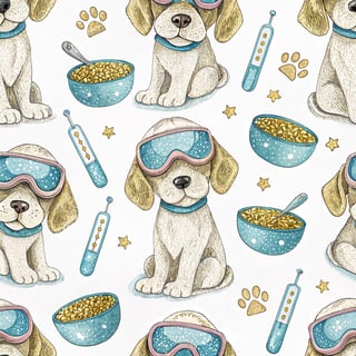 Stylized Support Pups Seamless Design