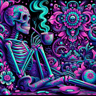 Day of the Dead Skeleton with Coffee